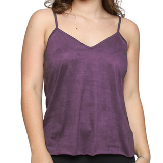 Blusa Tshirt Feminina Regata Suede Alça Ajustável Corte a Fio P ao GG