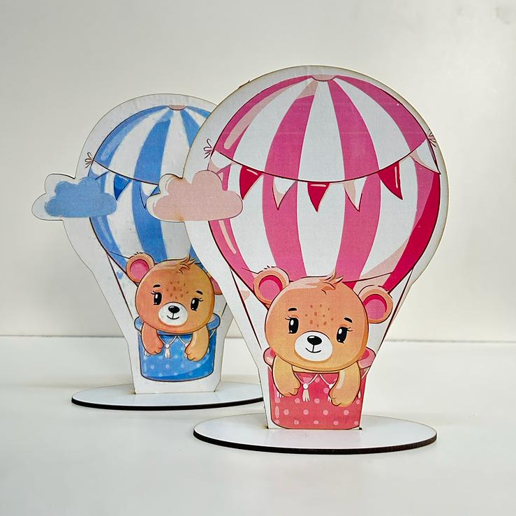 Kit 2 Displays Toten De Mesa Ursinhos no balão Aniversário/Chá revelação