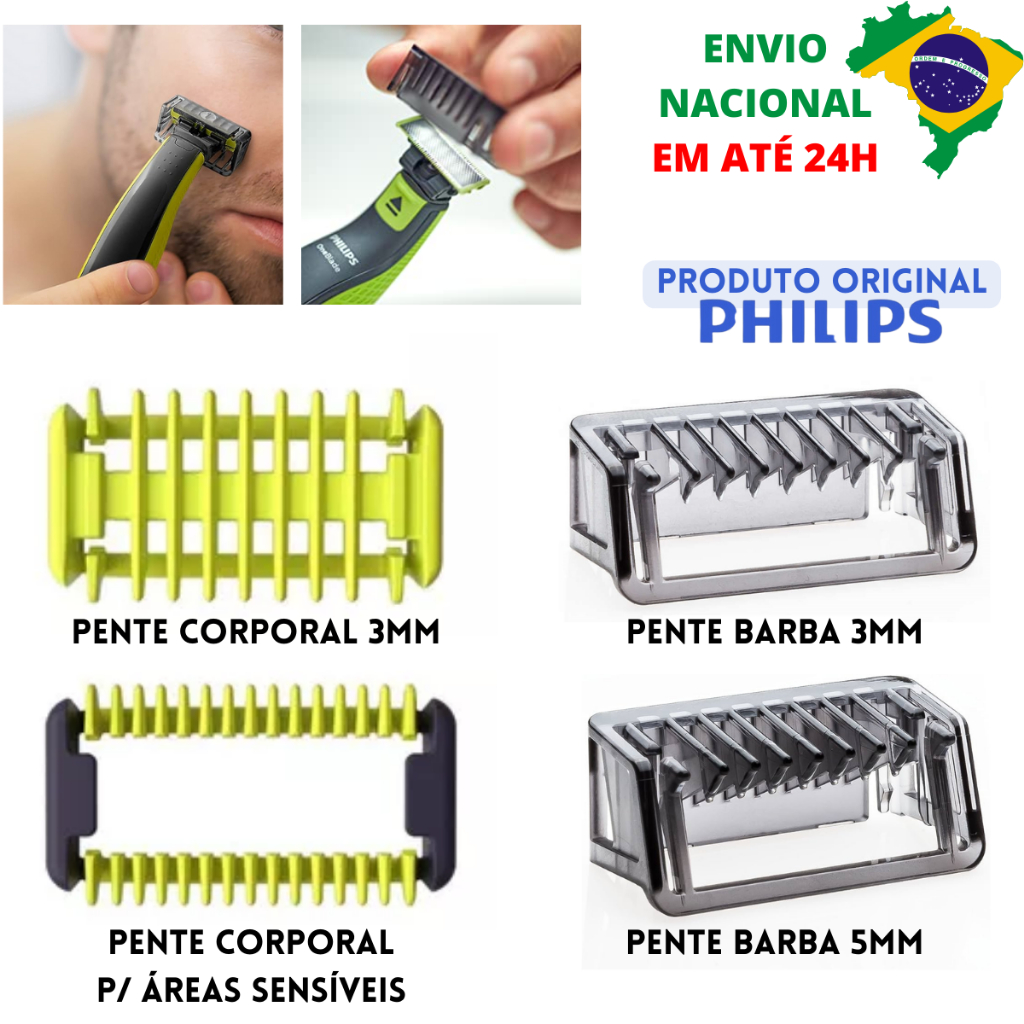 Acessórios - Pentes do Aparador Elétrico Oneblade Philips - Corpo e Barba Original