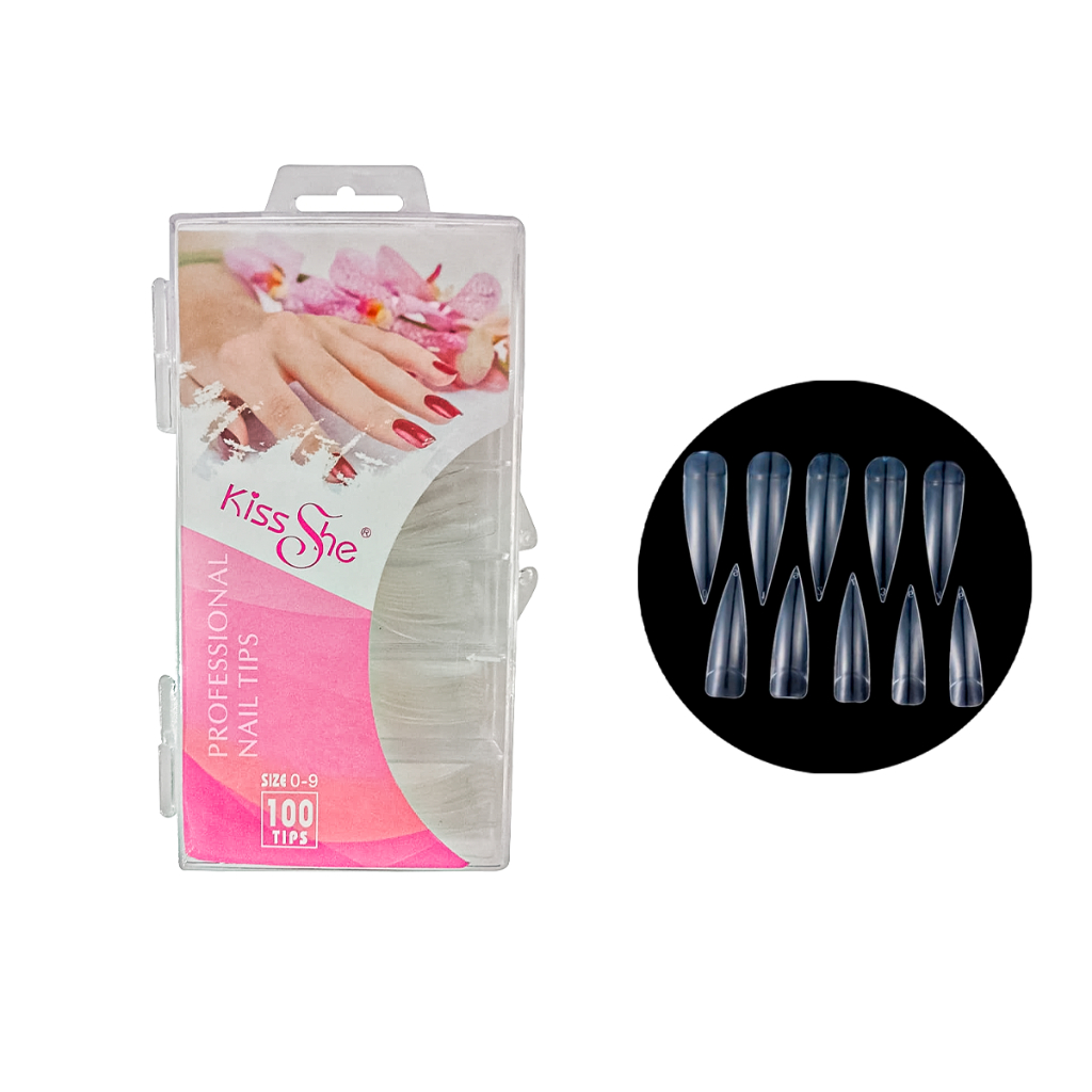 Unha Tips Stileto 100 Unidades Manicure Alongamento -  Transparente