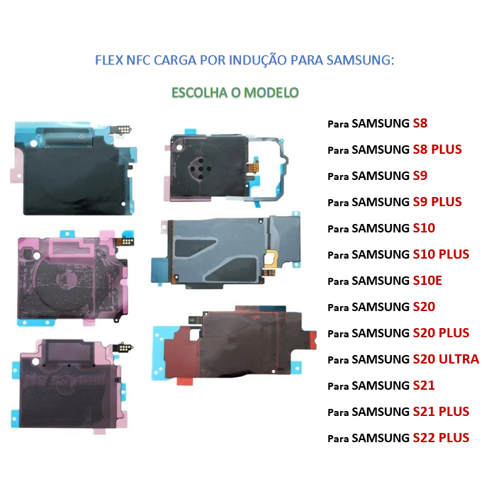 Flex Nfc sensor carga por Indução Para Samsung Galaxy S8 / S8+ / S9 / S9+ / S10 / S10+ / S10e / S20 / S20+ / S21Ultra / S22 em Oferta na Shopee