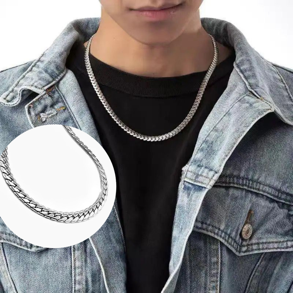 Corrente Colar Masculino Tipo Cobra Aço Inox Cirúrgico Legítimo Prata 316L em Oferta na Shopee