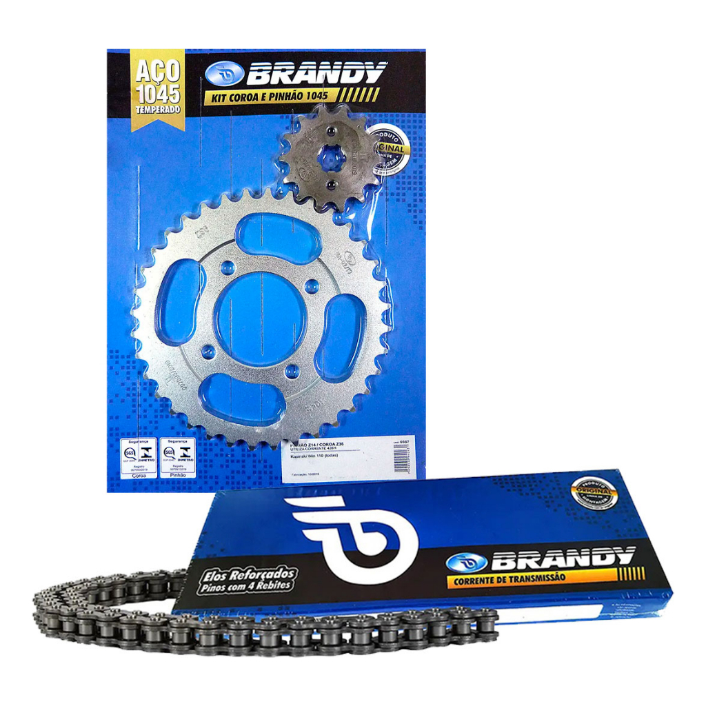 Kit Relação Coroa Pinhão E Corrente Moto Kasinski Win 110