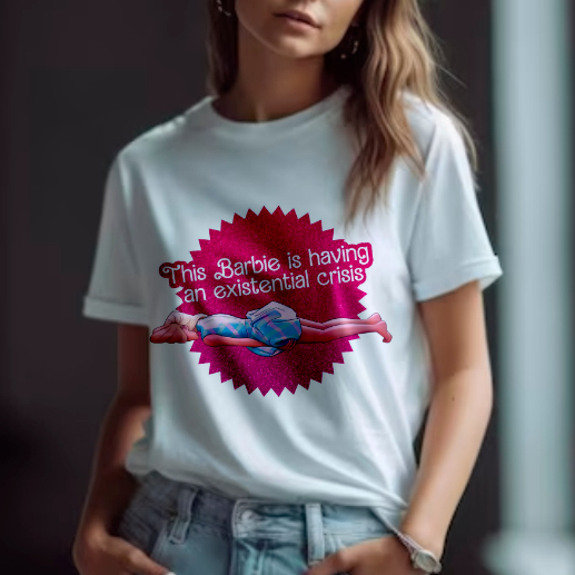 Blusa Feminina Barbie Existential Crises Feminina Basica Barbie Unissex, Blusa Camisa Malha Fria Modelo Lisa/Raglan