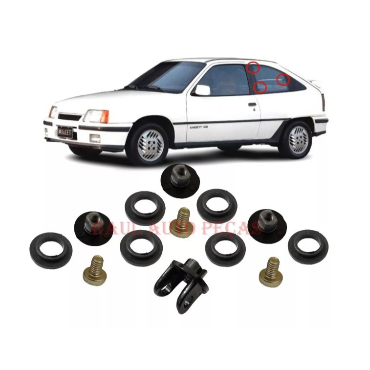 Jogo de Parafuso Fixação do Vidro Lateral Traseiro para um Lado Linha Chevrolet Monza Kadett e Chevette