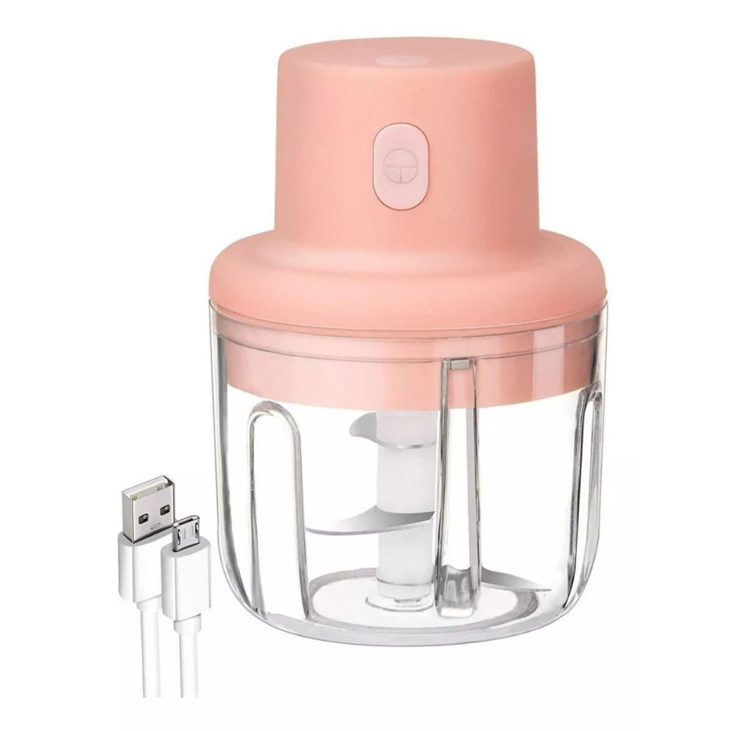 Mini processador de alimentos triturador Elétrico Usb 250ml - Rosa