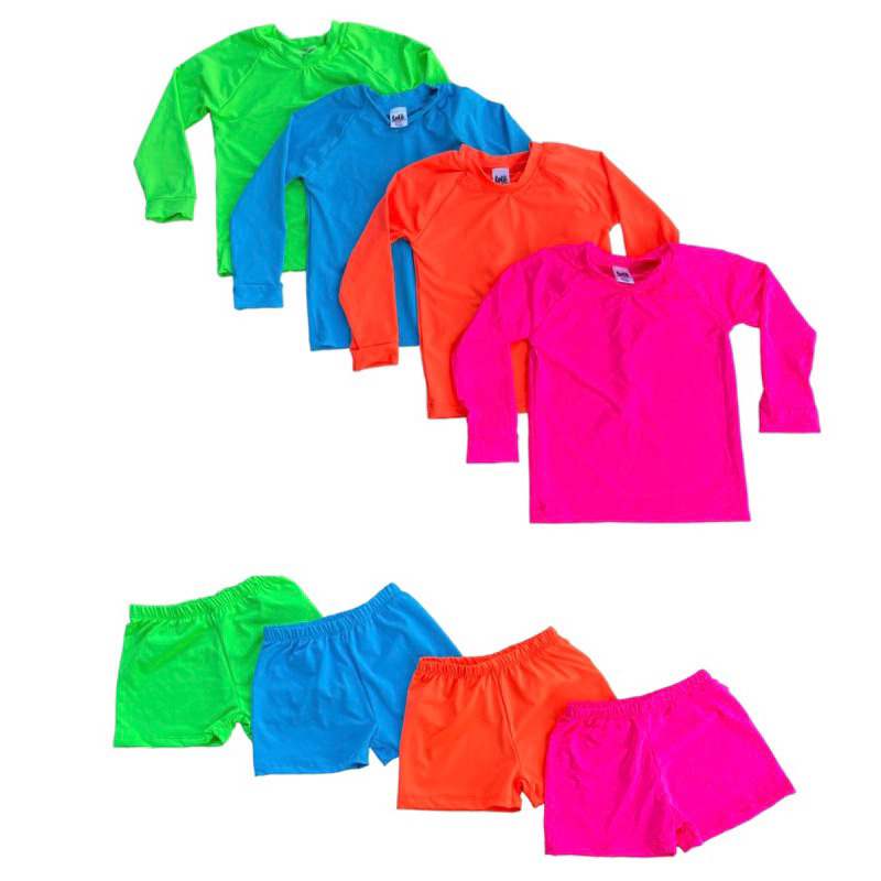 Conjunto Térmico Proteção Solar Blusa e Short Uv50 Bebê Infantil Piscina