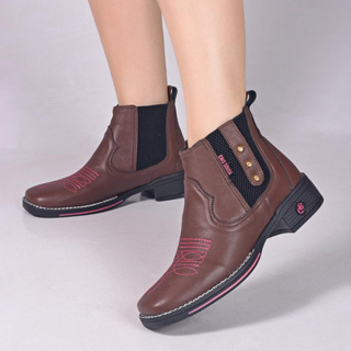 Bota Botina Feminina Country Texana Bico Quadrado em Oferta na Shopee
