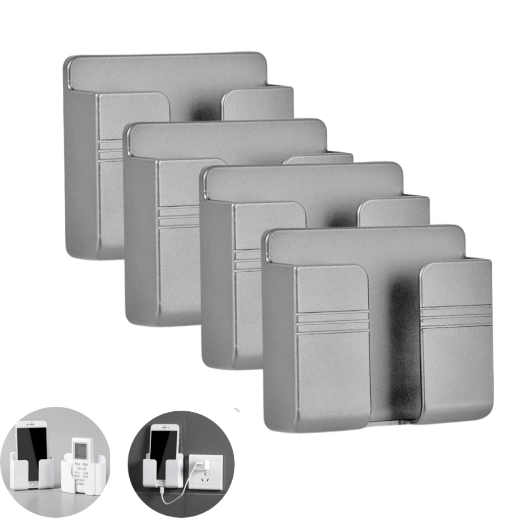 Kit 4 Suporte De Celular Parede Para Carregar Multiuso Cinza em Oferta na Shopee