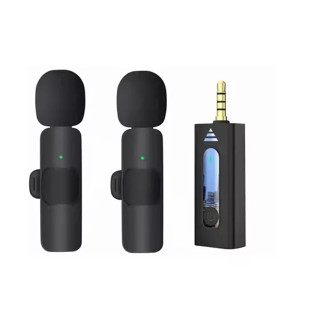 Microfone 2 in 1 Lapela Duplo Sem Fio Entra P3 Par Celular K35 (Não é compatível com câmeras ou Caixa de som) em Oferta na Shopee
