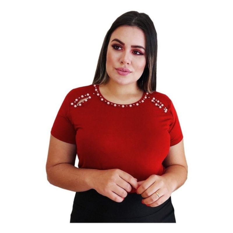 Blusa verão T shirt perola veste manequim 40 ate 46,feita em viscolaycra.