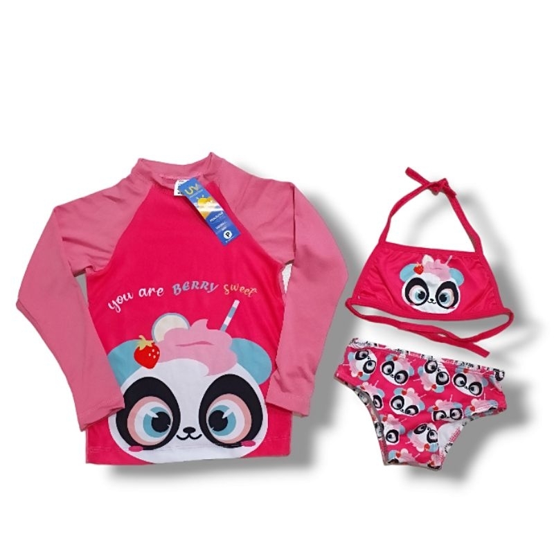 Kit Conjunto Infantil Unicórnio Proteção Solar Uv para praia e piscina