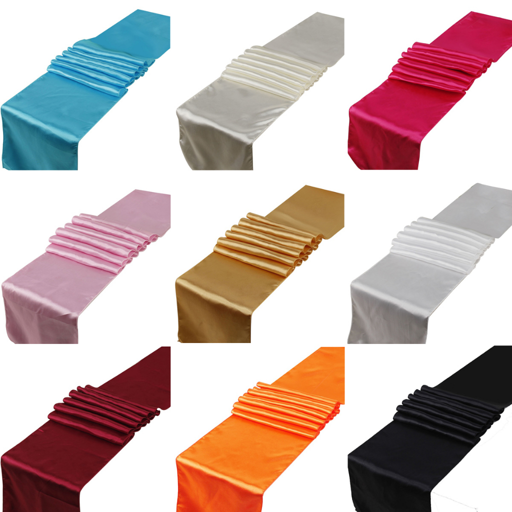 Cetim Mesa Runner para Banquete, Banquete de Casamento, Festa, Decoração Home Supply, Toalha de Mesa, 30cm x 275cm