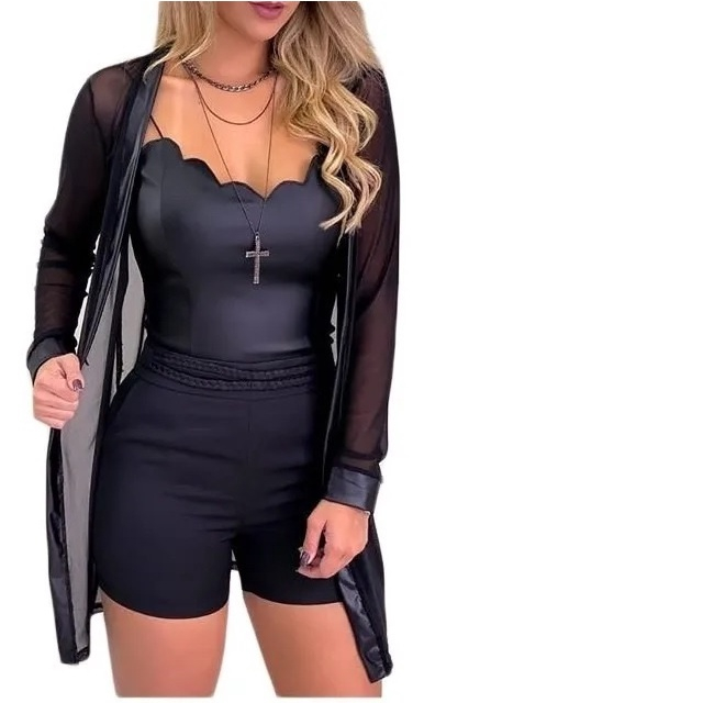 Blusa Feminina Tule Cardigan Kimono Transparencia Moda