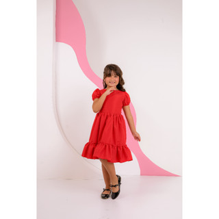 Vestido Manga Bufante Fofo Luxuoso Moda Infantil Blogueira Mini Diva Aniversário Foto Festa Casamento Lançamento Evangélico