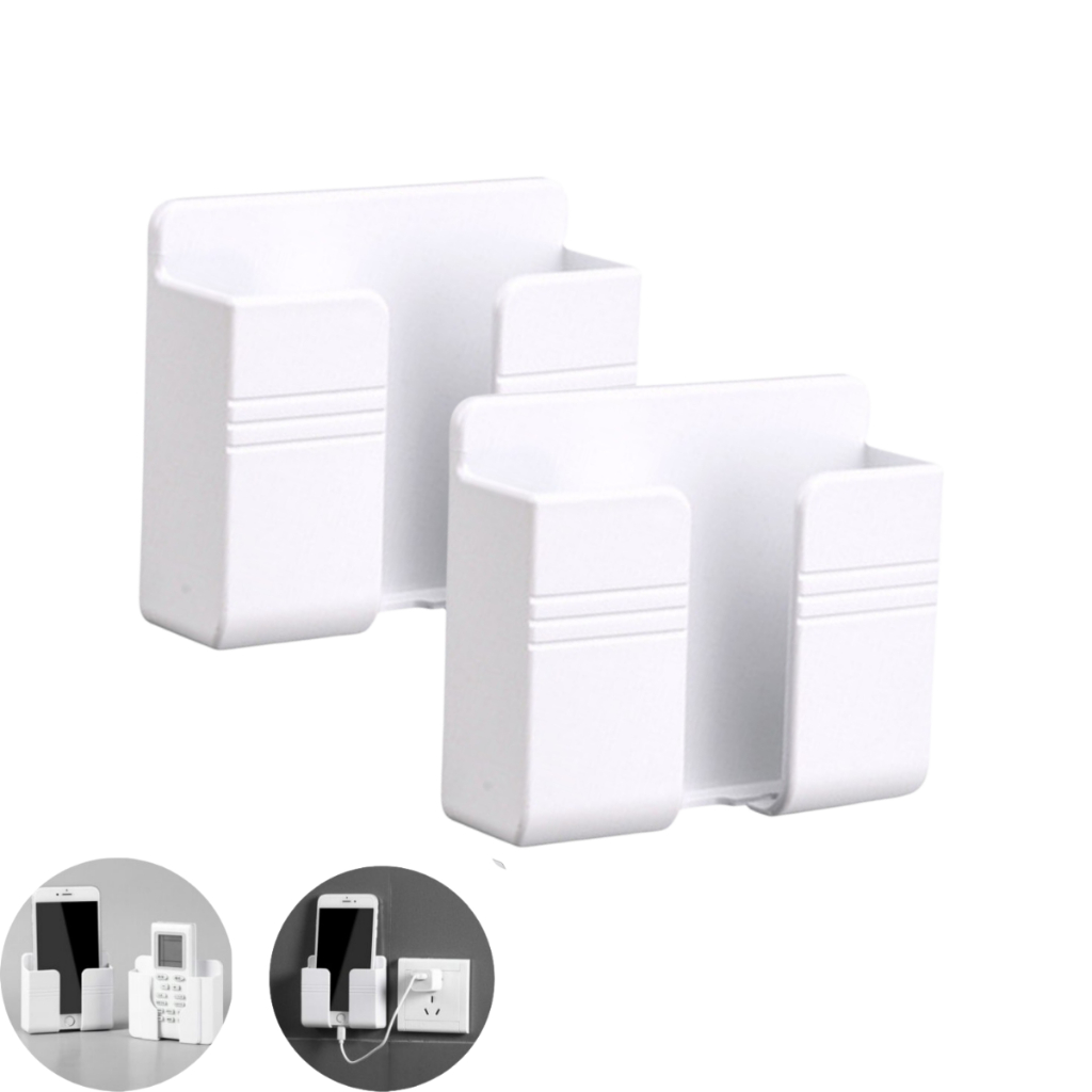 Kit 2 Suporte multiuso De Parede Para Celular Controle Plástico Branco em Oferta na Shopee