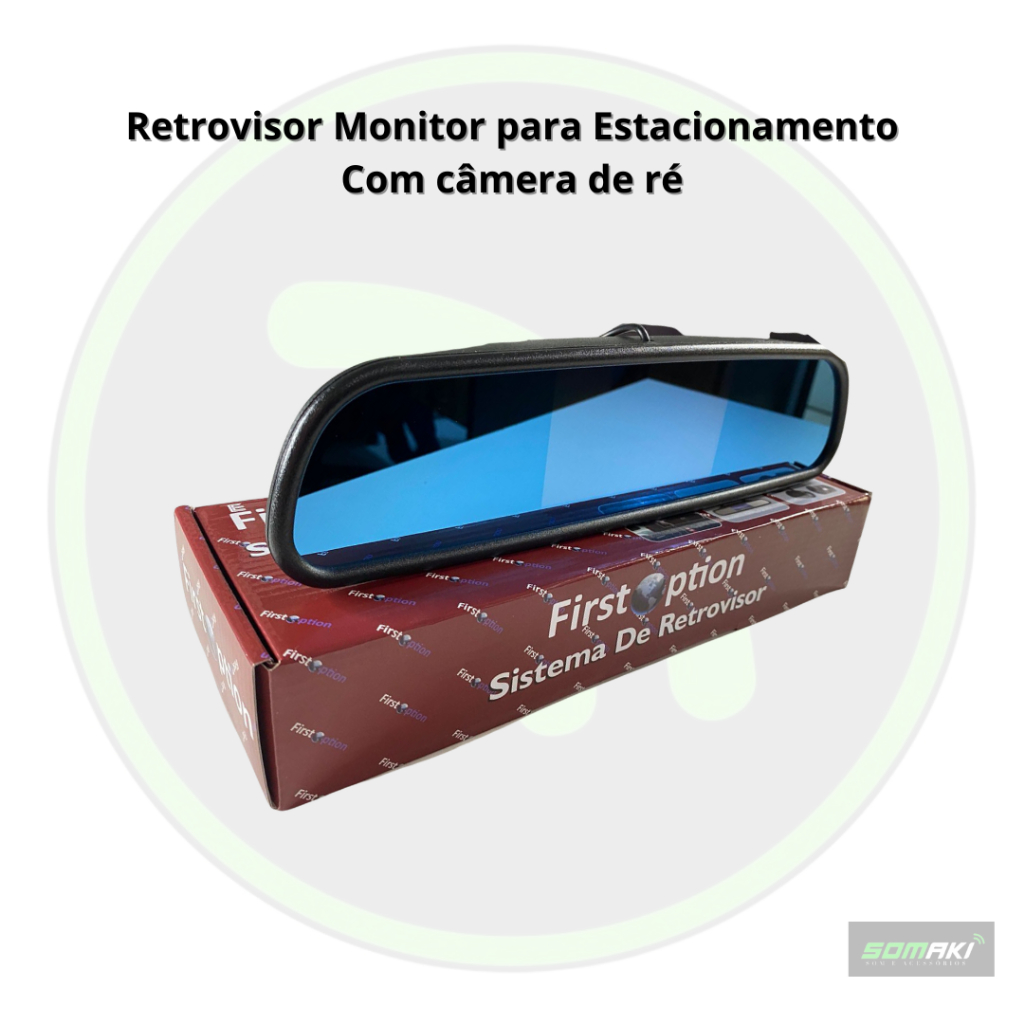 Espelho Retrovisor Monitor com Câmera de Ré Tela LCD 4.3 First Option