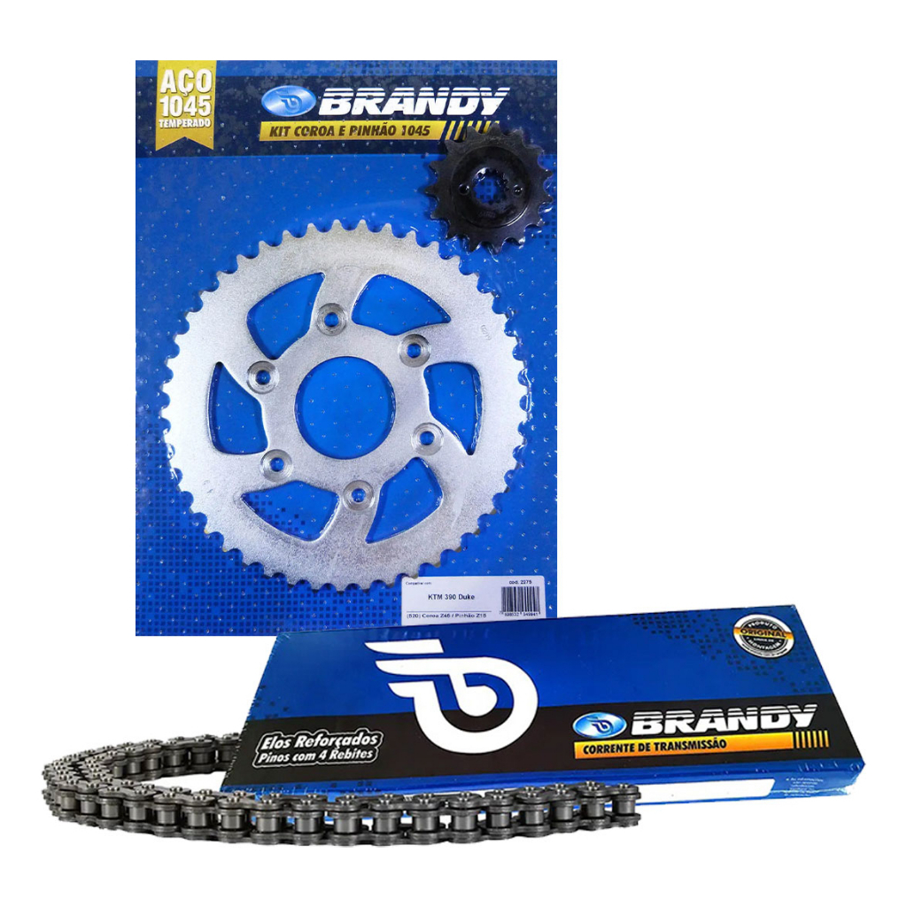 Kit Relação Coroa Pinhão E Corrente Moto Ktm 390 Duke