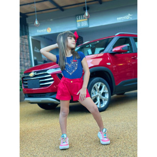 CONJUNTO INFANTIL DE SAIA OU DE SHORTS PEDRARIA VERAO LELELI