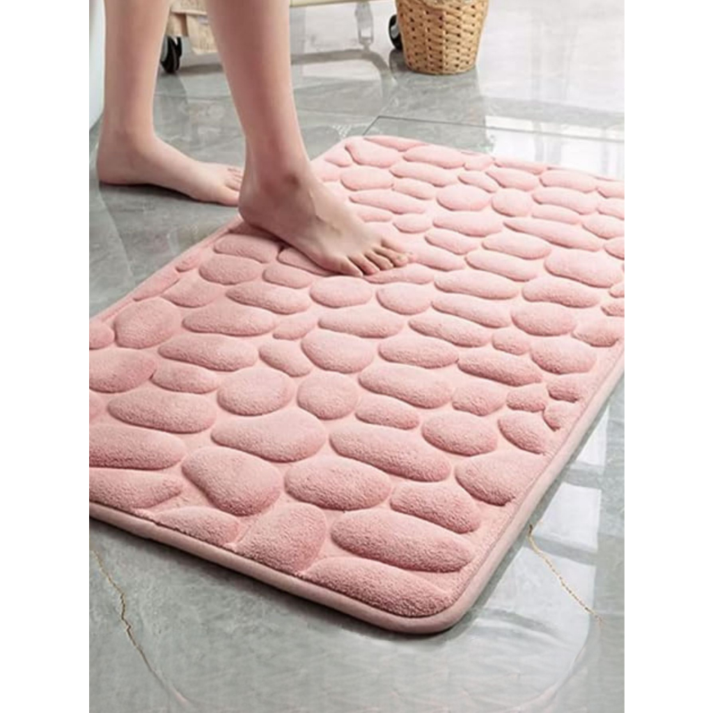 Tapete de banheiro em relevo de paralelepípedos tapetes antiderrapantes em lavatório banheira, tapete de chão lateral, banheiro capacho de e