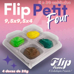KIT EMBALAGENS P/ 4 DCES ATE 25 g FLIP PETIT FOUR CRISTAL