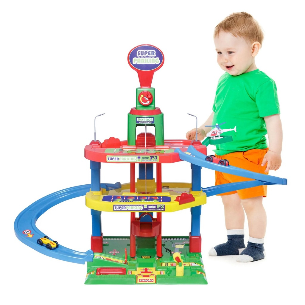 Pista P/ Montar Com Elevador Posto Serve Carrinhos Hotwheels