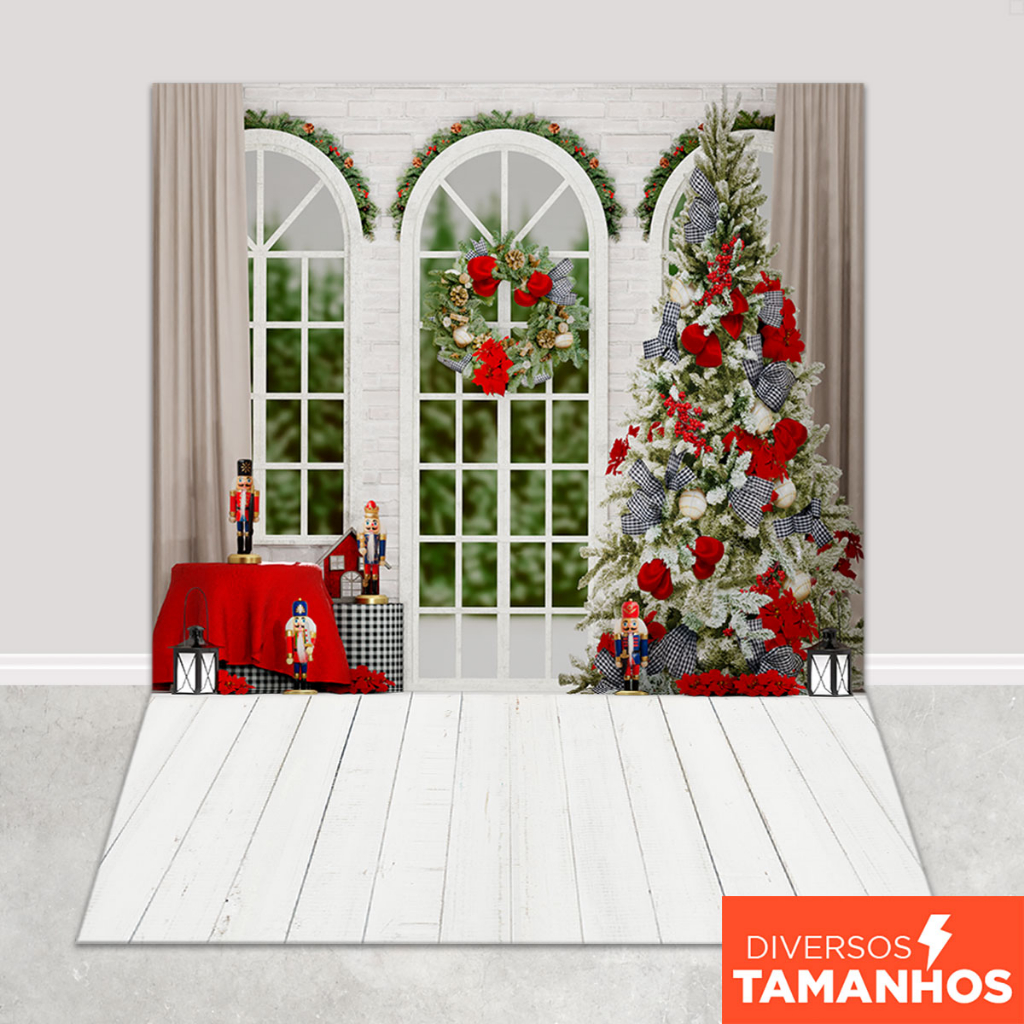 Fundo Fotográfico Natal Janela  Em Tecido FNT-783 em Oferta na Shopee