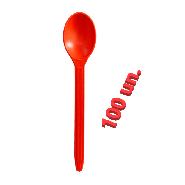 Colher de Sobremesa Reforçada Açaí Sorvete Bolo Colherzinha Plastico Vermelho - 100 unidades em Oferta na Shopee
