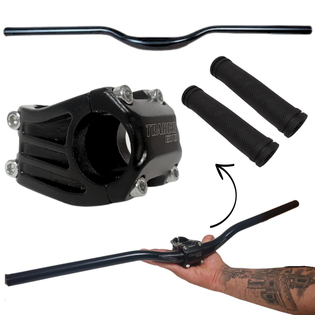 Kit Guidão E Mesinha Para Bike 700mm 31.8mm Com Manopla Guidom Aro 26 Aro 29 Aro 700
