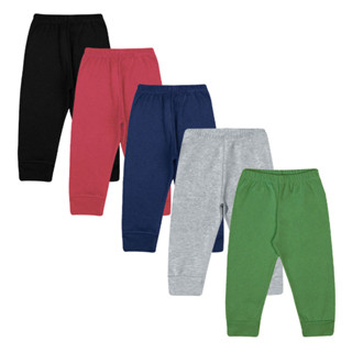 Kit 5 Peças Calça Bebê e Infantil tipo Mijão Meia Estação, Cores Menino