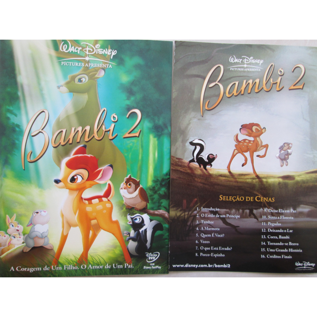 DVD - BAMBI 2 / WALT DISNEY / A Coragem De Um Filho. O Amor De Um Pai / Com  Encarte + Midia Impecável e Estojo Branco / Original
