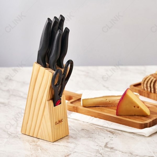 Kit/ Jogo 7 Facas com Suporte de Madeira Cheff Gourmet Luxo