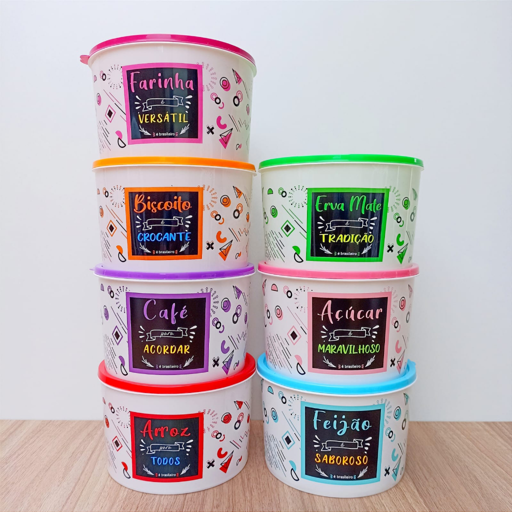 Potes Plásticos Decorados para Mantimentos Individuais 2 litros em Oferta na Shopee