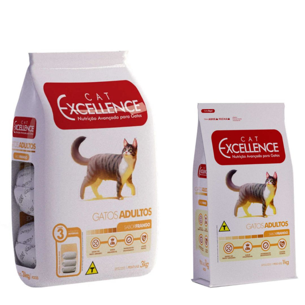 Alimento Para Gatos Adultos Cat Excellence Sabor Frango 1kg - 3Kg