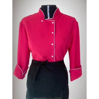 Doma/dolma Chef De Cozinha Unissex Em Oxford Manga 3/8 COR: PINK - BOTÃO Pressão - COM NOME BORDADO em Oferta na Shopee