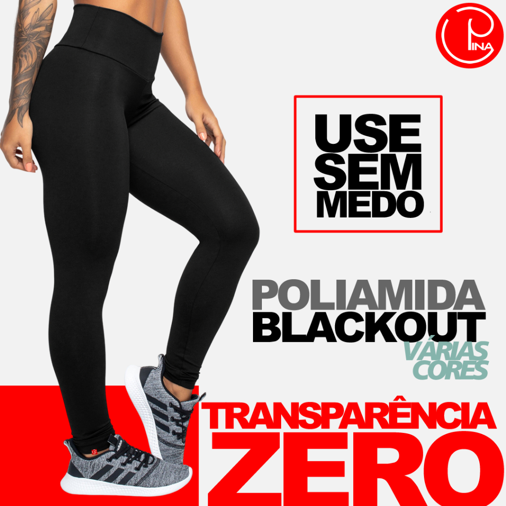 Legging Feminina Poliamida BlackOut Grossa 100% Calça Modeladora Leg Preta Academia Fitness