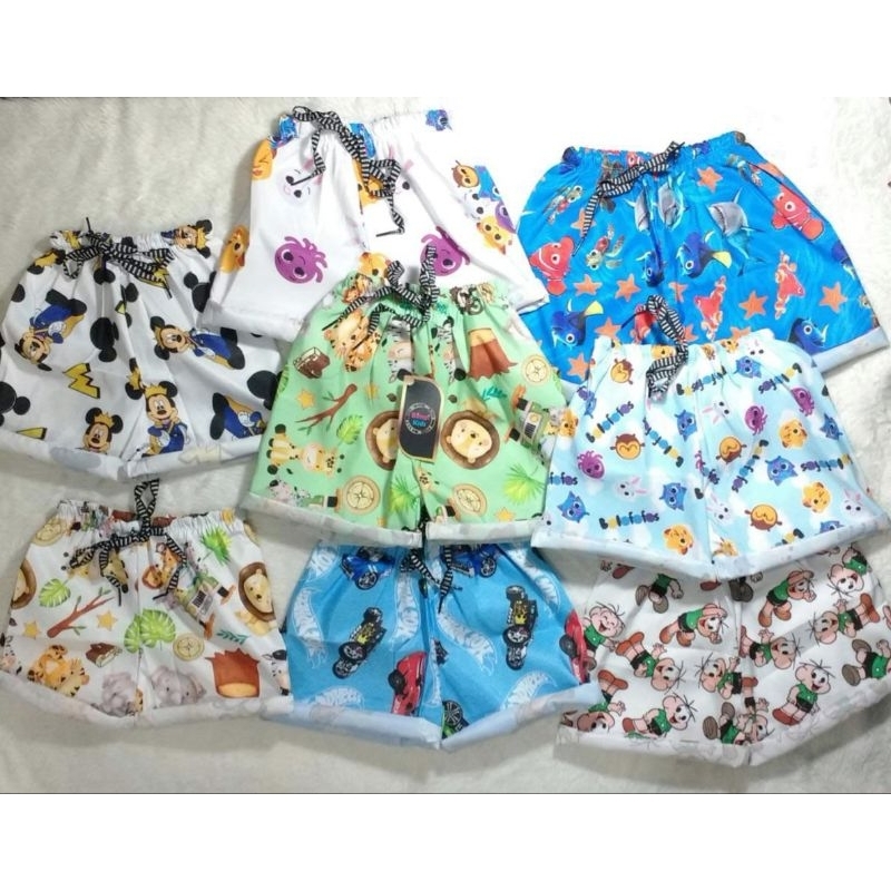 KIT 5 SHORTS TEMÁTICOS INFANTIL BERMUDA TACTEL MENINO