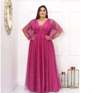 Vestido Plus Size Madrinha e Festa Casamento manga Sino Morcego