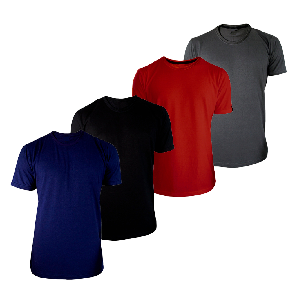 Kit 4 Camiseta Masculina Algodão Bordada Academia Treino Roupa Moda