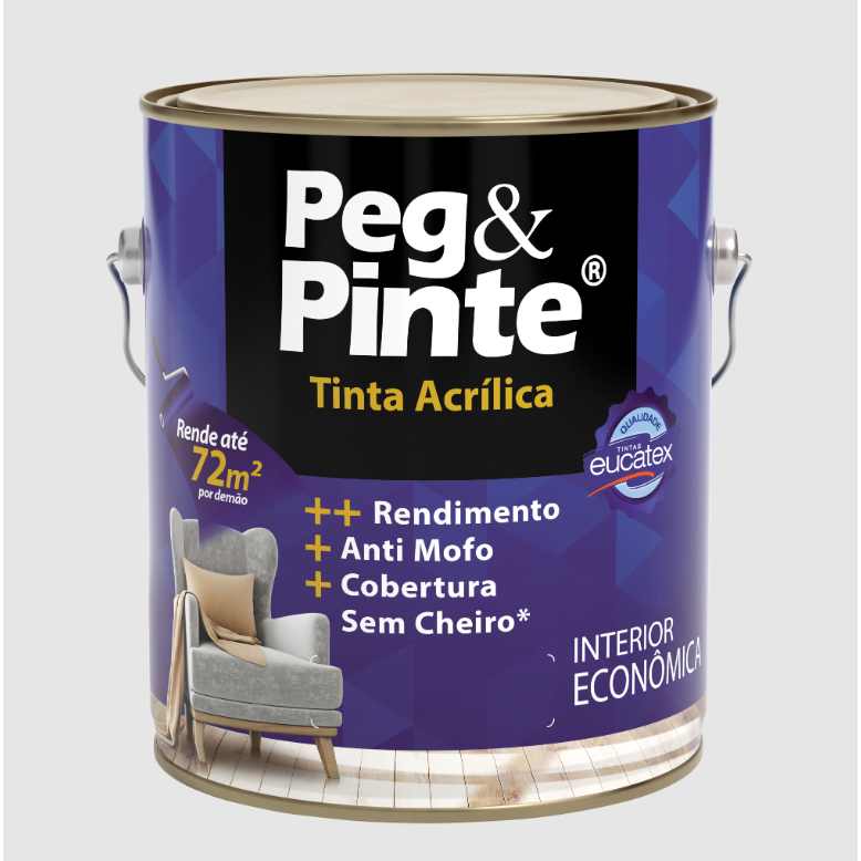 Tinta Acrílica Papel Picado 3,6L - Anti Mofo Baixo Odor Eucatex Interna Acabamento Fosco em Oferta na Shopee