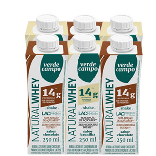 Shake Natural Whey Verde Campo Chocolate E Baunilha 250Ml - Pack C/6Un
