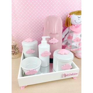 Kit Higiene Bebê Porcelana Temas Rosa Nome Personalizado Garrafa 500ml Rosa em Oferta na Shopee