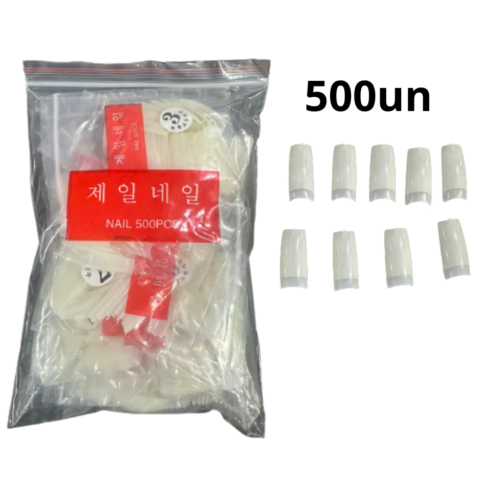 TIPS CURVATURA C NO SAQUINHO COM 500 UN PARA UNHA DE GEL ACRIGEL MENOR PREÇO