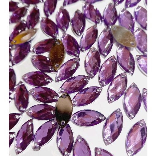 Chaton Navete Lilás/roxo Brilhante 15x7mm Pacote  50 Gramas