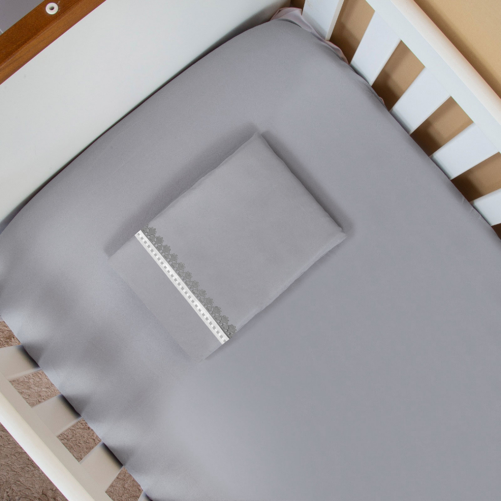 Lençol Berço 130x70cm Americano 2 Peças Percal 400 fios Fronha Com Lindo Grippir