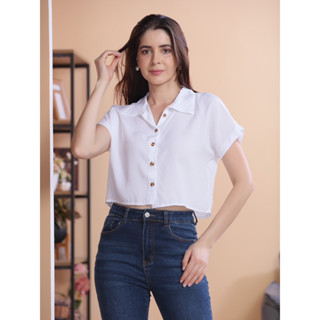 camisa curto viscosa feminina