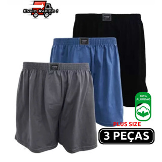 Kit 3 Pijamas Masculino Samba Canção Plus Size Algodão Confortavel Largo Tecido Macio Short para Dormir/descansar/Lazer Produto de Qualidade Ideal para um sono perfeito