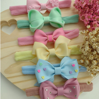 kit 6 laços mistos na faixa para bebe / faixa de cabelo bebe RN