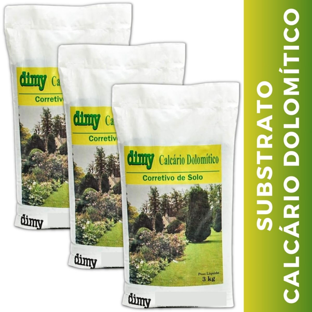 Kit 3 Calcário Dolomítico 3kg Fertilizante Corretivo Para Acidez Solo - Dimy