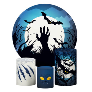 Kit Capas Cilindros Halloween Variados + Painel Tecido 1,50